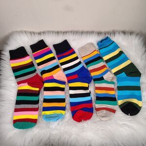Striped Multicolor Adult Sock LOT NEW Unisex
